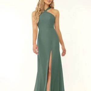 Azazie Eucalyptus Halter Brudesmaids Dress